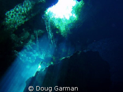 Cenote shot from about 20 feet up through hole in Jungle by Doug Garman 